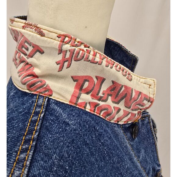 Unisex Vintage 90s Planet Hollywood Blue Jean Denim Jacket SZ MED Washington, DC - Picture 5 of 14